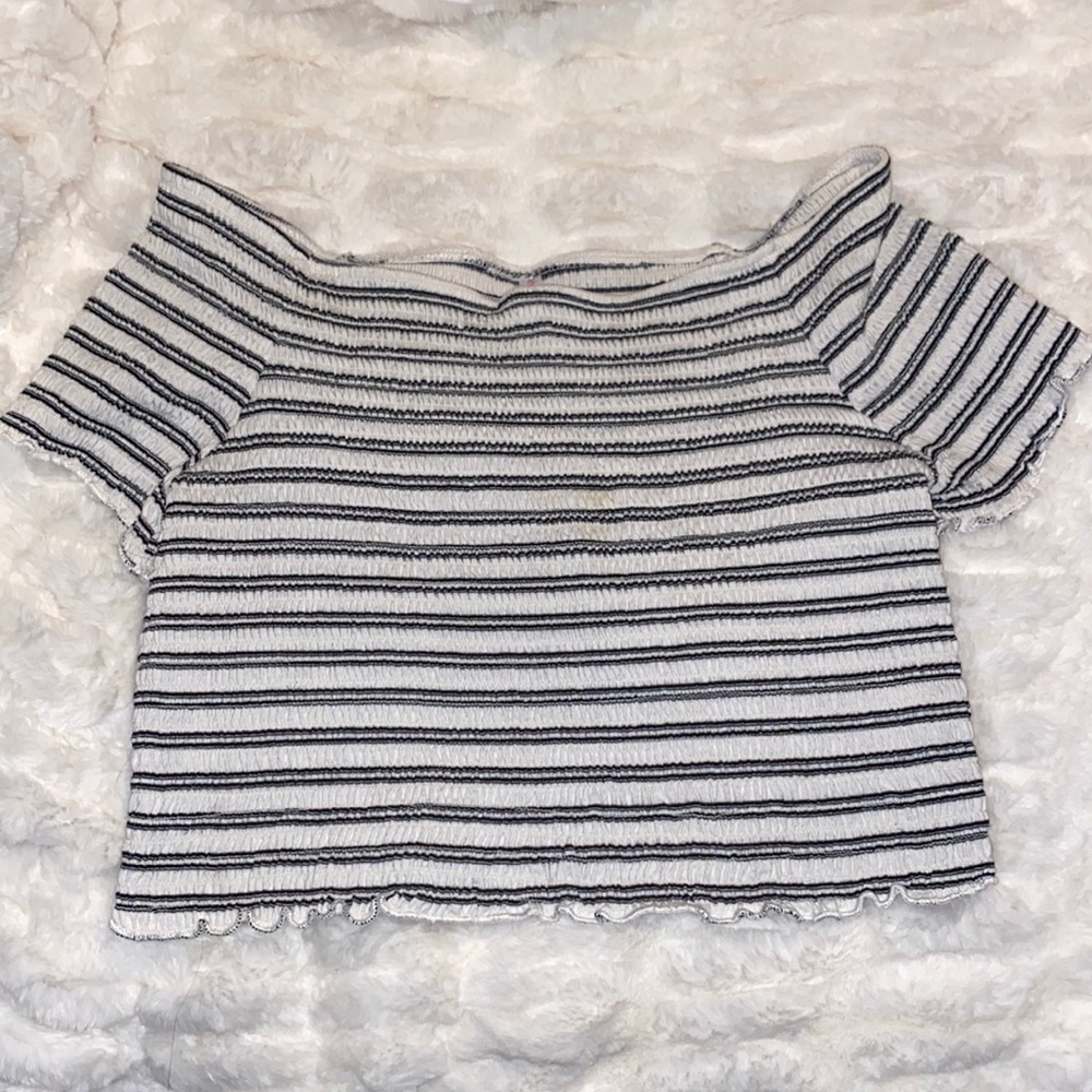Off shoulder shirt, xhilaration, medium, black and white striped.